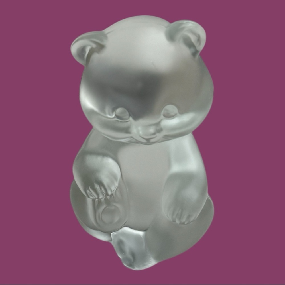 Vintage Fenton Bear Figurine Satin Glass